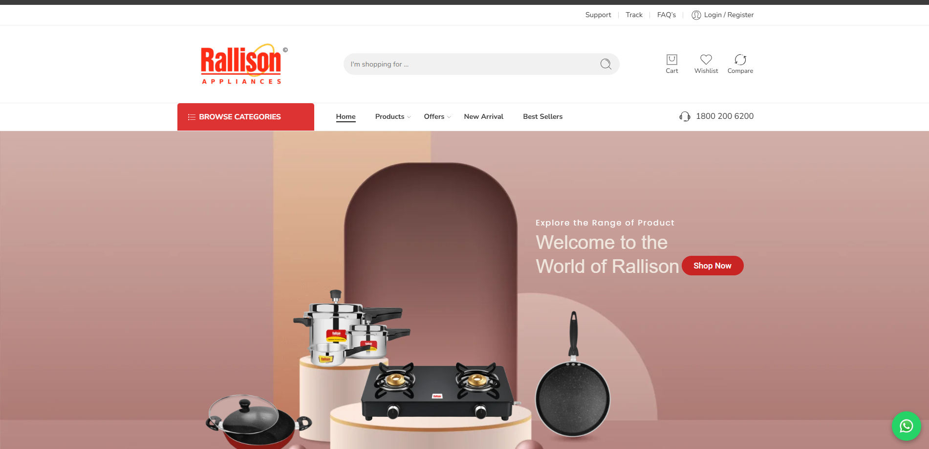 E-commerce website development for Rallison Appliances Bangalore