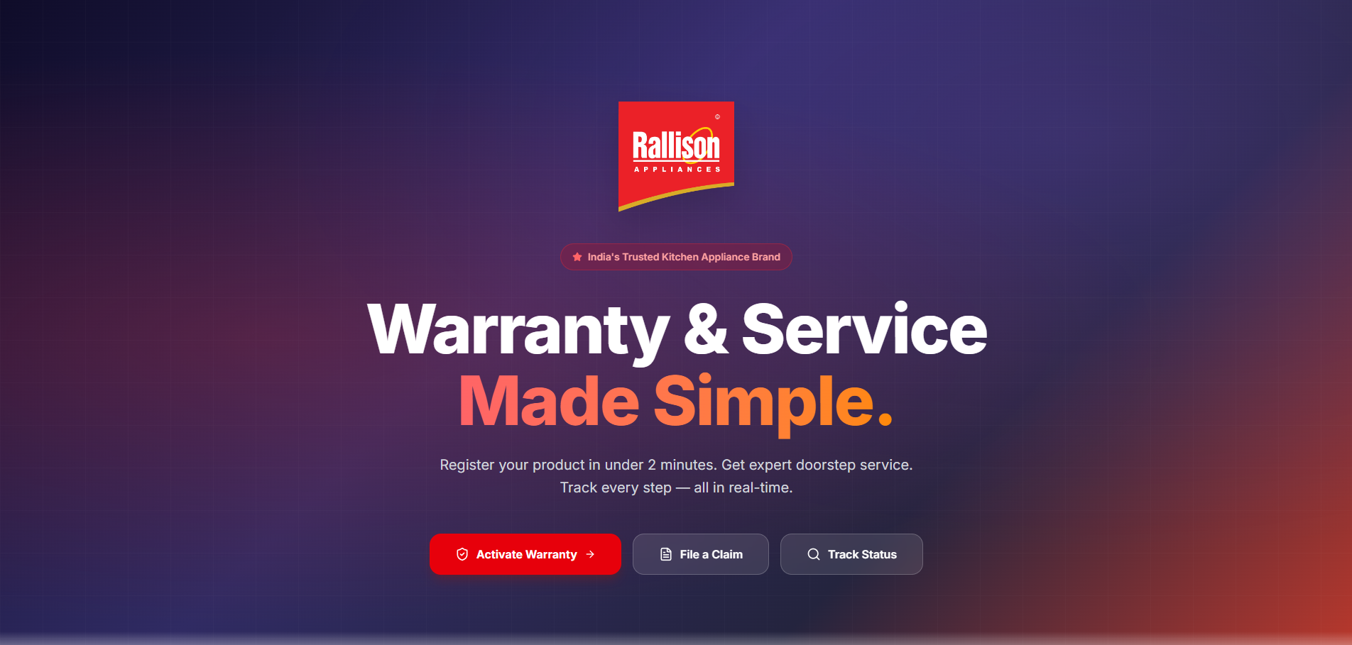 Rallison Service Landing Page