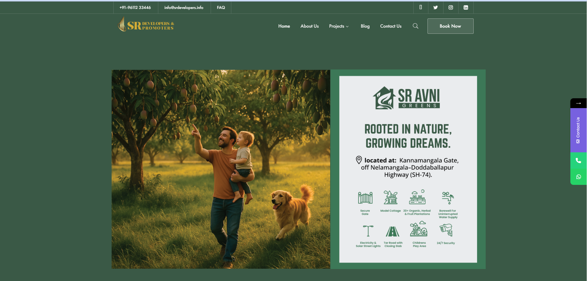 Real estate website designed by ZapGrow for SR Developers Bangalore